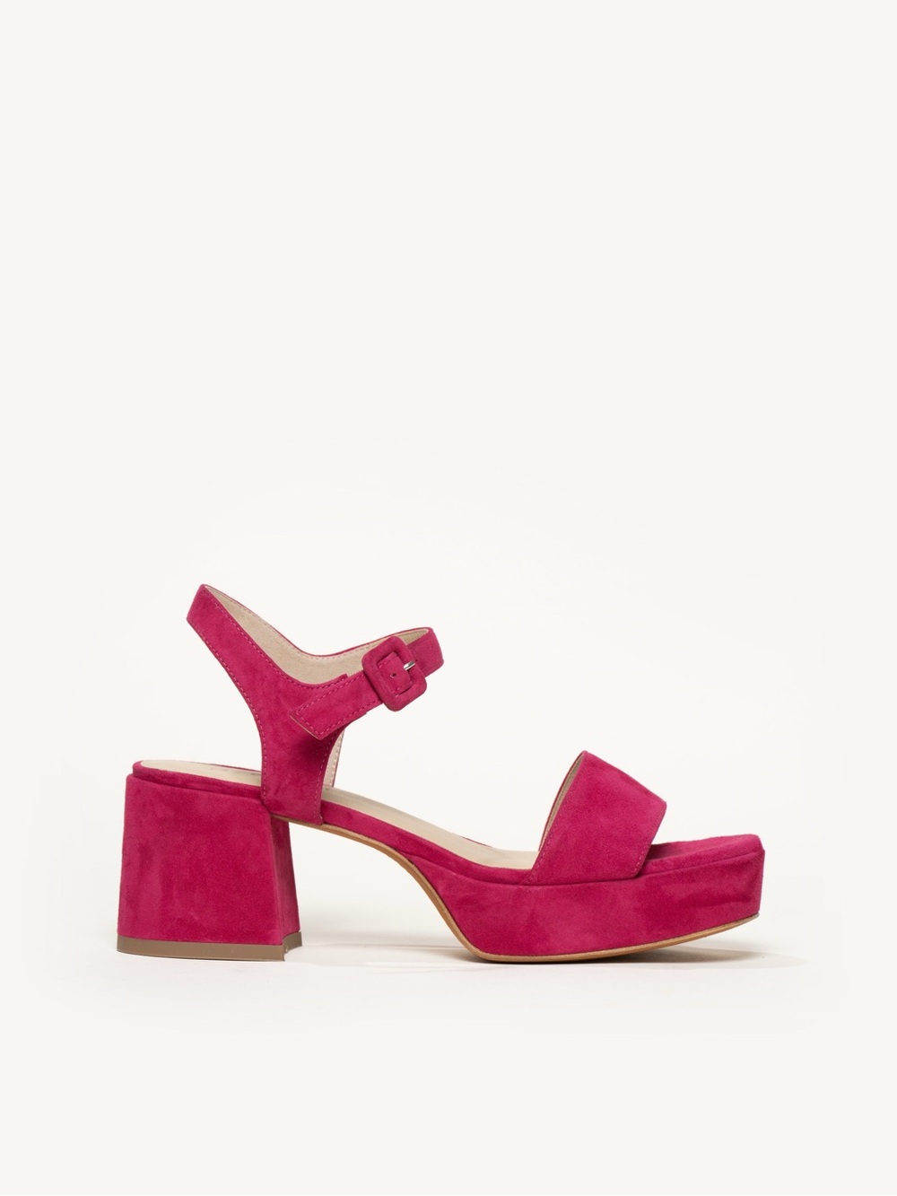 NIB M. Gemi Lizza Nuova Fuscia pink suede platform sandals